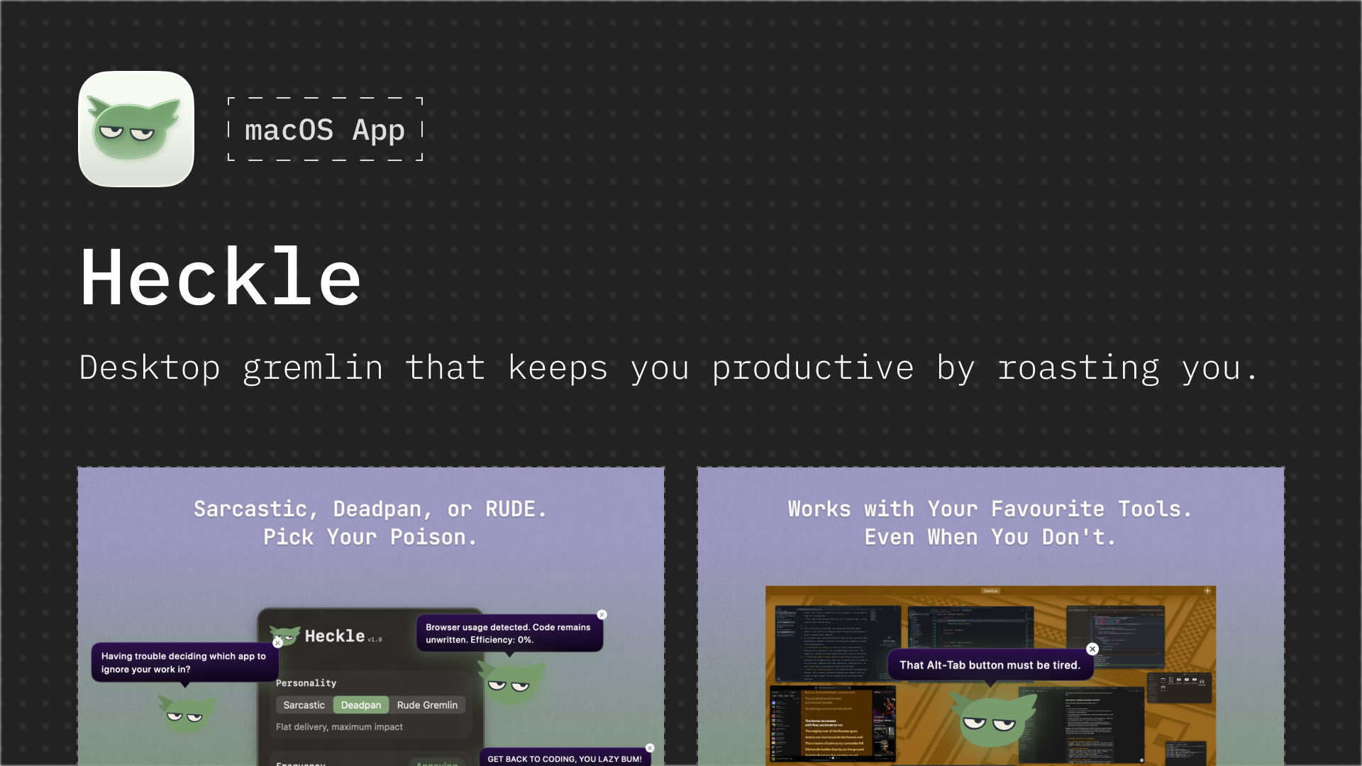 Heckle: Dev Focus Monitor